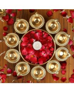 Metal Diya Set in Flowating Flowers a beautiful flower