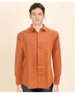 Orange-yellow line cotton shirt