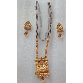 Gold Plated Traditional Mangalsutra With Earring