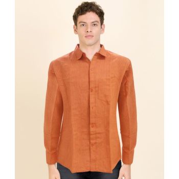 Orange-yellow line cotton shirt