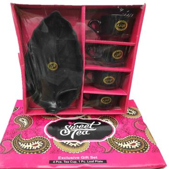 BLACK COLOUR TEA CUP SET 5 pic box